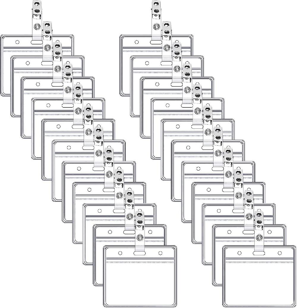 Pack Of 50 Name Tags 9 X 6 Cm Transparent Name Tag For Clothing Waterproof Card Holders Id Card Holder With Clip For Id Card Id Card