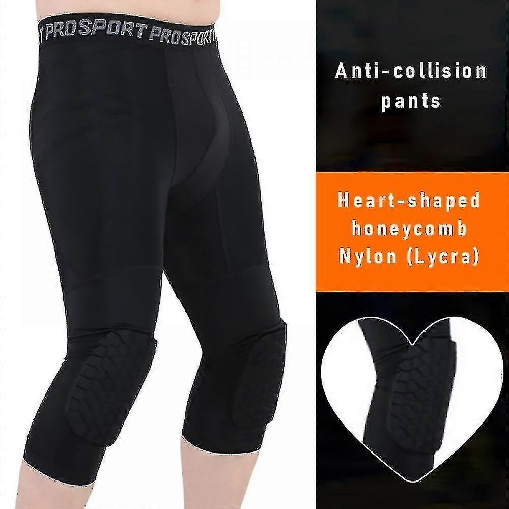 Pantaloni Da Basket Con Ginocchiere Giovani Crashproof Sport 3/4 Compressione Pantaloni Leggings Uomo Volleyball Protector Gear
