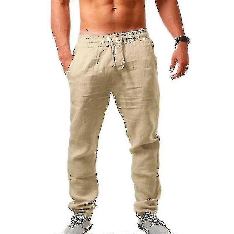 Pantaloni da uomo in cotone lino maschio autunno nuovo pantalone di lino a tinta unita traspirante Fitness Streetwear S-3xl
