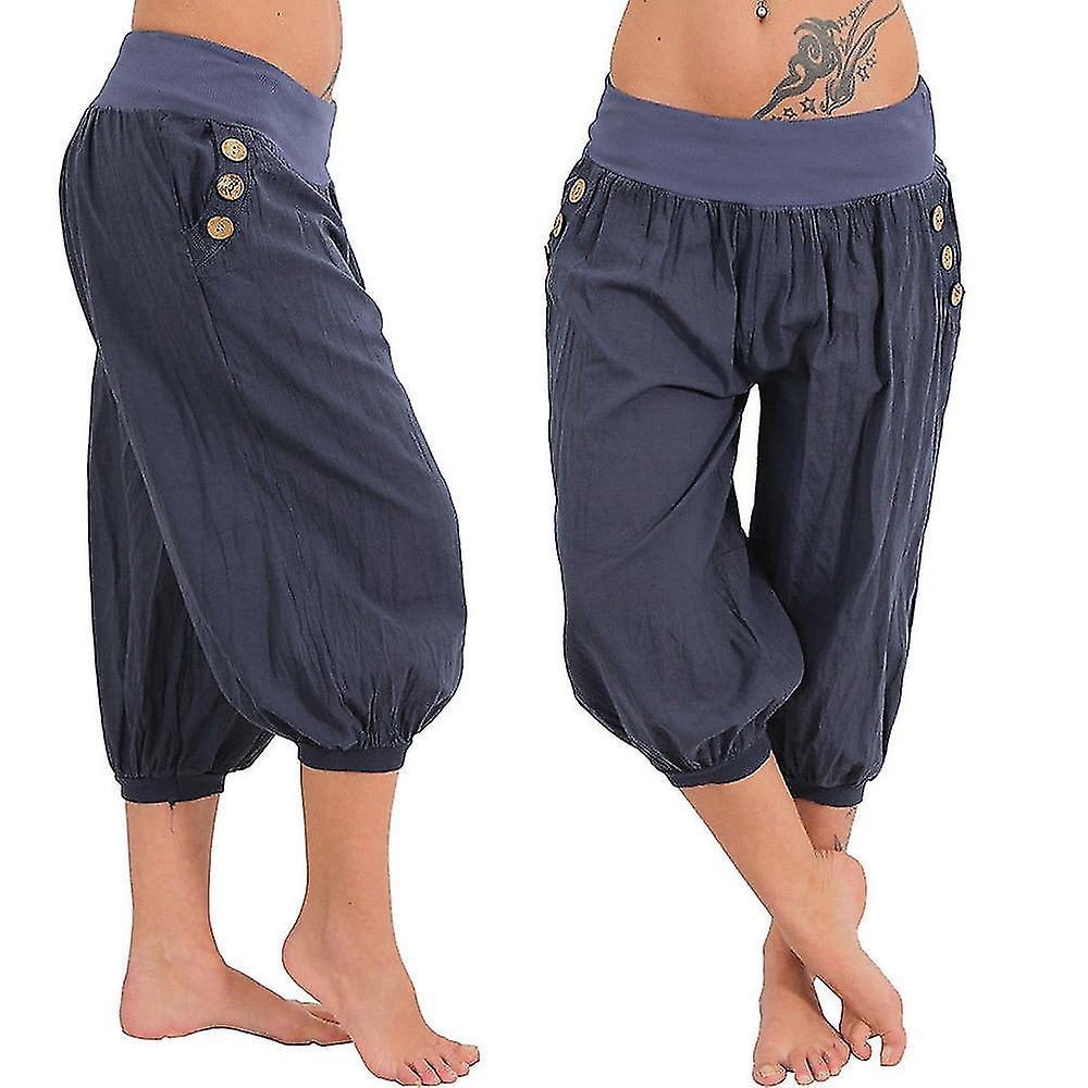 Pantaloni Da Yoga Da Donna Tasche Laterali Harem Bloomers Capri Pantaloni Slip Quick Dry Moisture Wicking Lightweight Hippie Boho Light Blue Tangerine Powder Whit