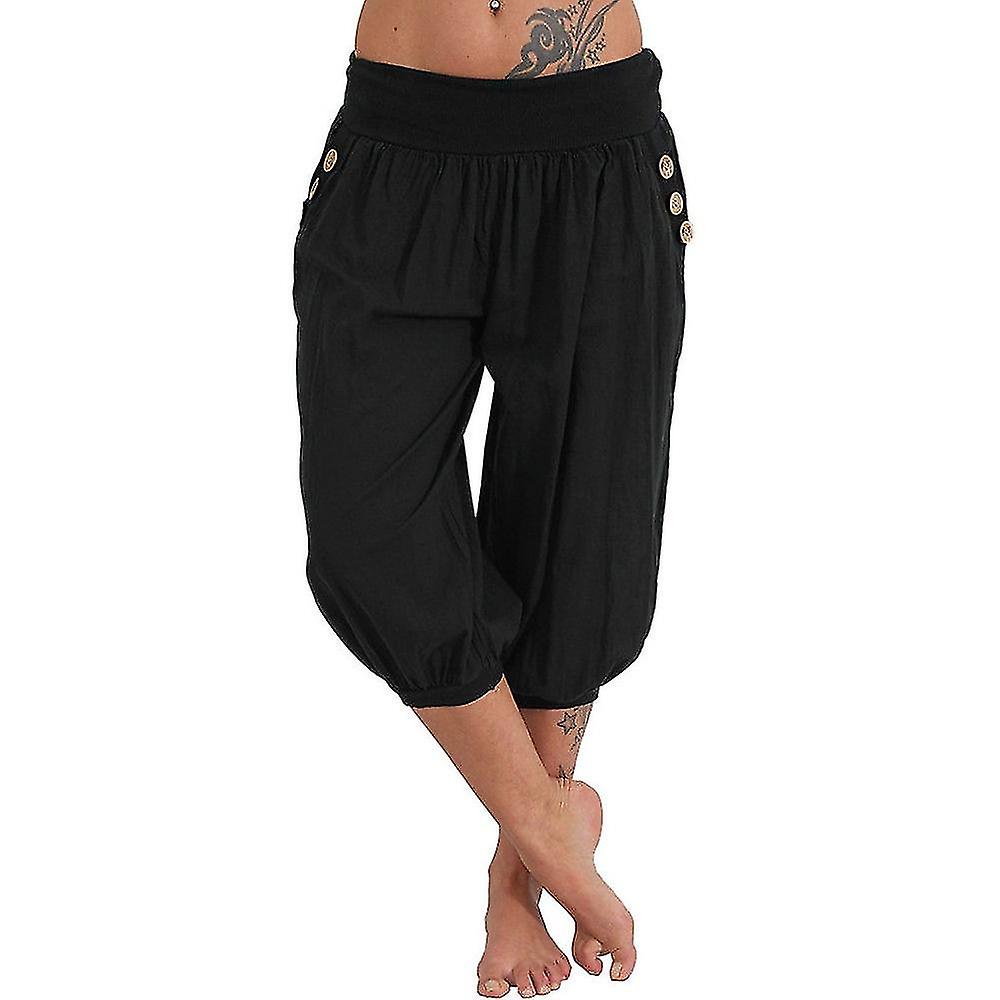 Pantaloni da yoga da donna Tasche laterali Harem Bloomers Capri Pantaloni Slip Quick Dry Moisture Wicking Lightweight Hippie Boho Light Blue Tangerine Powder Whit