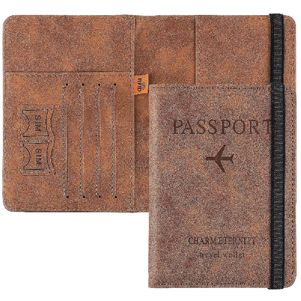 Passport Holder Cover Travel Wallet Organiser Passport Case With Rfid Blocking Pu Leather Travel Document Holder For Menwomen