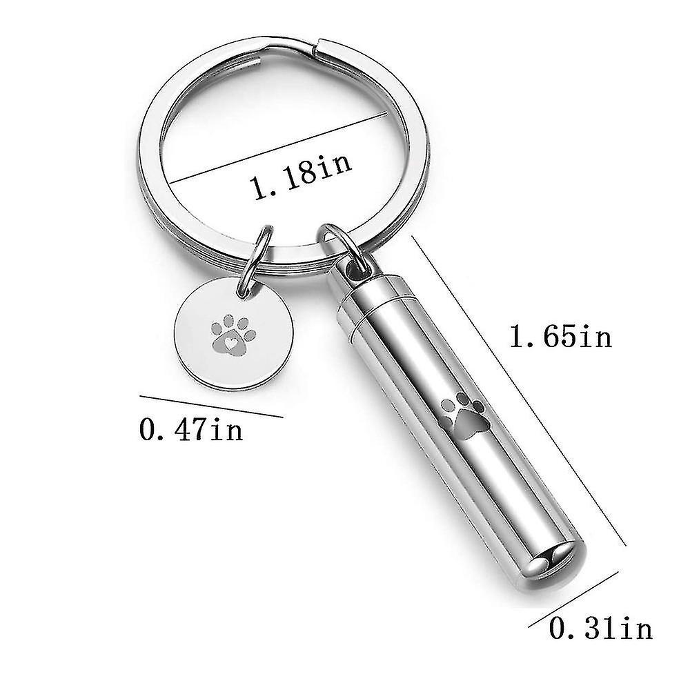 Personalized Custom Stainless Steel Pet Dog Paw Pendant Cylindrical Necklace Keychain