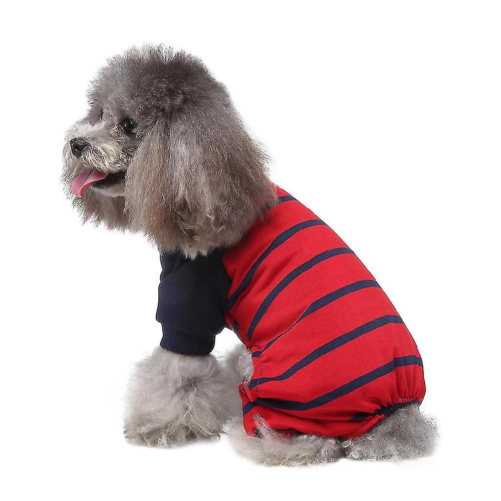 Pet Pajamas Home Clothes Cotton Contrast Pajamas Knitted Pet Clothes