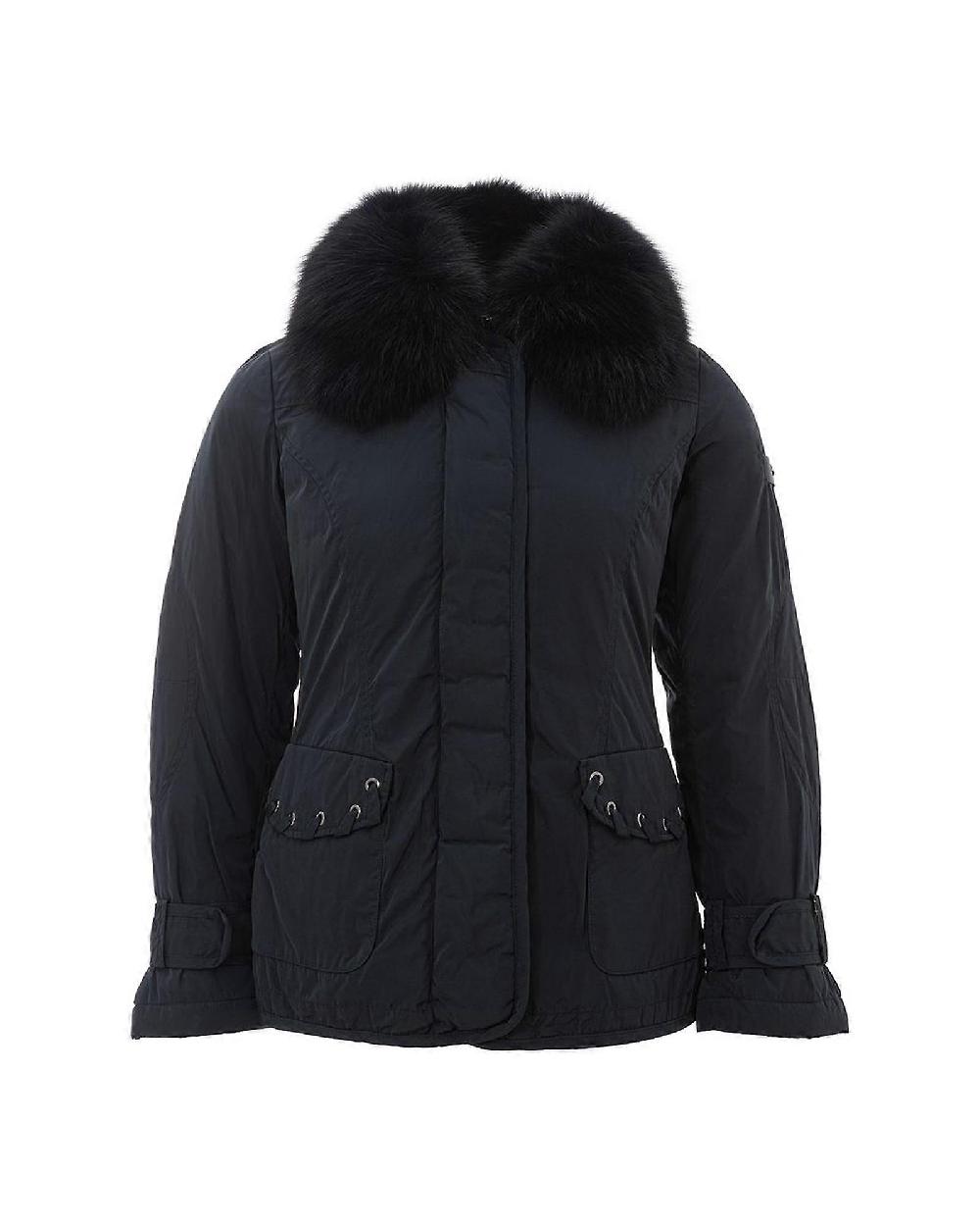 Peuterey Anya Padded Jacket with Removable Fox Fur Collar Navy