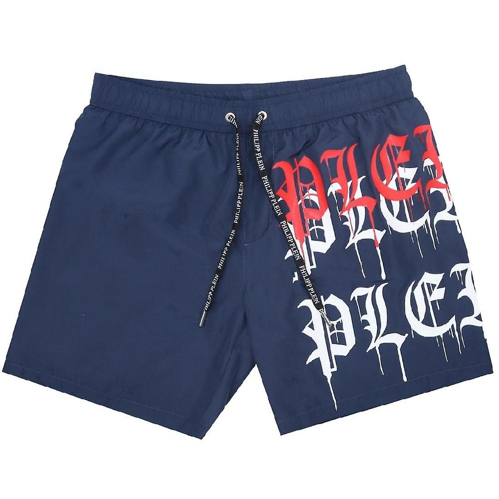 Philipp Plein Melting Logos Blu Navy Pantaloncini da bagno