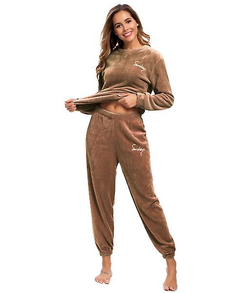 Pigiama caldo invernale Plus Pantaloni top in pile Girocollo Soft Pajamas Set
