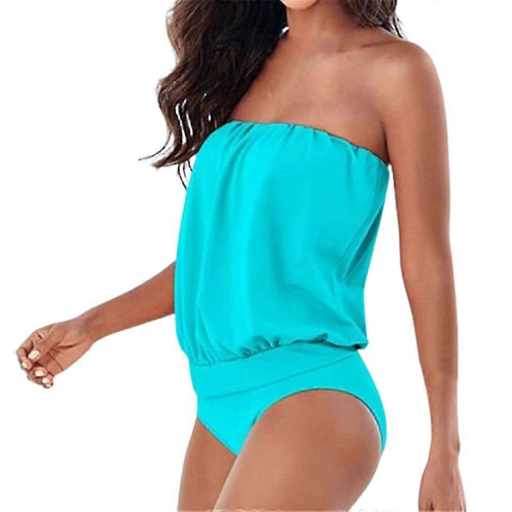 Plain Bandeau One-piece Swimwear Beach Strapless Unpadded Monokini Swimsuit Bathing Suit