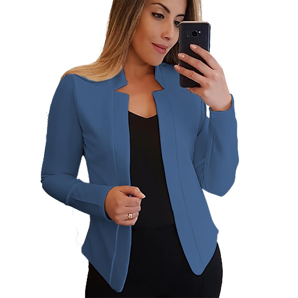 Plus Size Donne Estate Sottile Manica Lunga Ufficio Lavoro Blazer Suit Cappotto Giacca Ol Tops