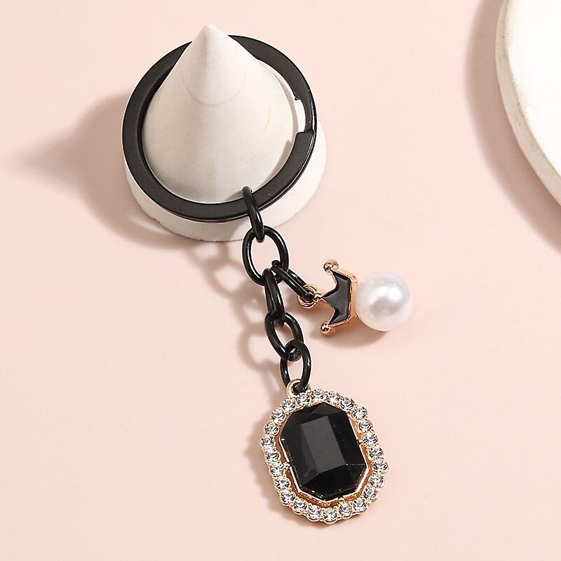 Portachiavi Corona Perla Rosa Fiore Chiave Anello Perline Acrilico Portachiavi Per Le Donne Ragazze Borsa Accessorio Fai Da Te Gioielli Regali