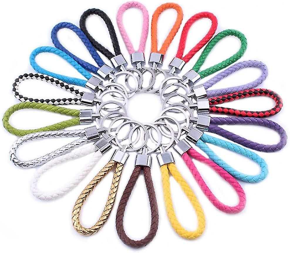 Portachiavi Loop 20 Pezzi Portachiavi Cinturino In Pelle Cordino Pelle Intrecciata Regalo