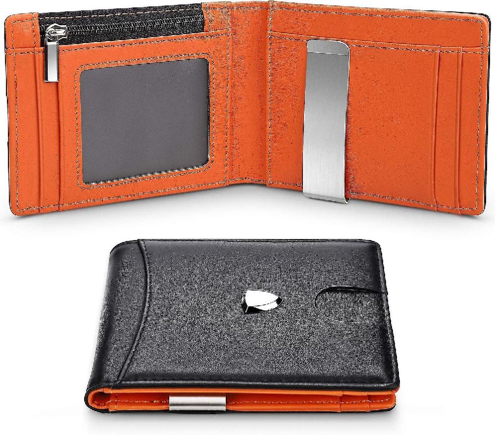 Portafogli Mens Rfid Blocking With Money Clip Bi-fold Slim Men Wallet With Coin Pocket Credit Card Slots Id Window