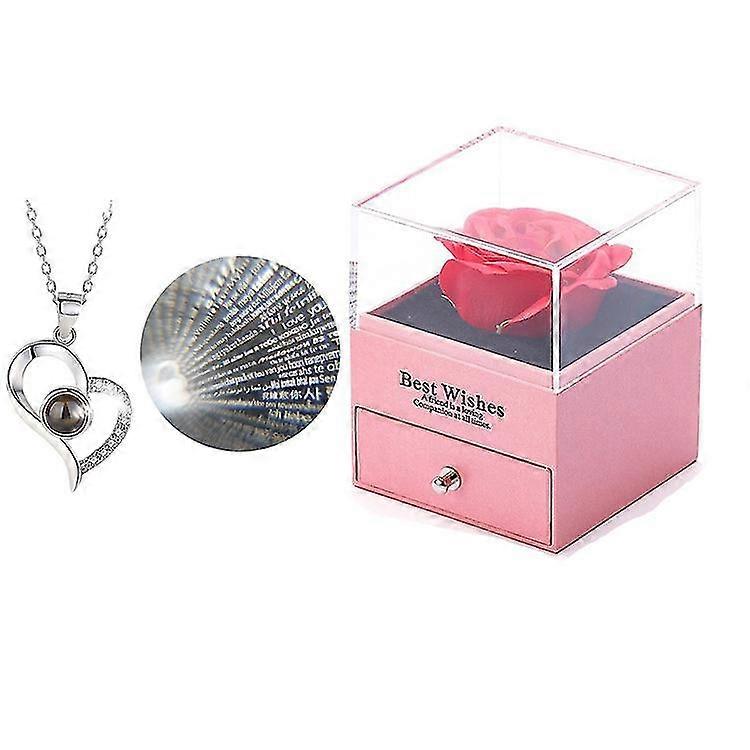 Preserved Real Rose Necklace Gift Box valentines Day Gifts