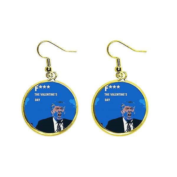 Presidente americano Grande immagine arrabbiato orecchio penzolare Golden Drop orecchino gioielli donna