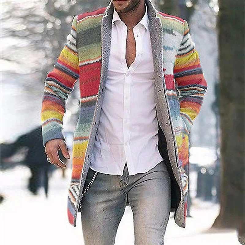 Primavera E Autunno Nuovo Commercio Estero Medio E Lungo Cardigan Maglione Stampa Giacca a vento Manica Lunga Uomo