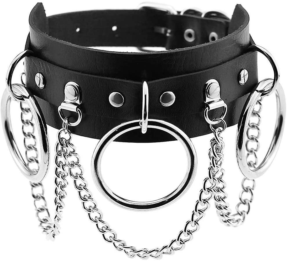 Pu Leather Gothic Choker Chain Belt Adjustable Punk Rock Necklace Gift For Girlfriends Girl