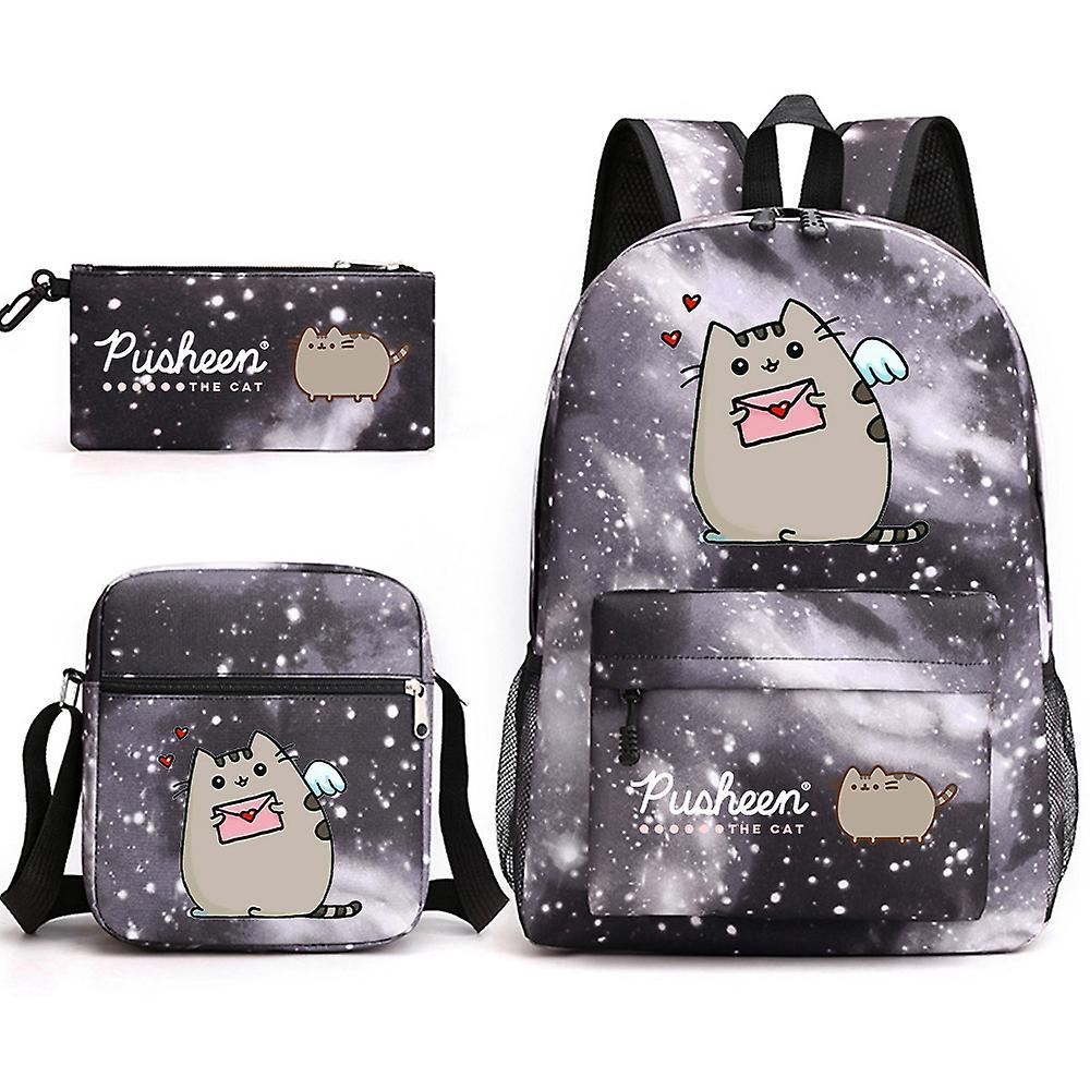 Pusheen School Bag Zaino Astuccio Borsa A Tracolla Set Di Tre Pezzi _08