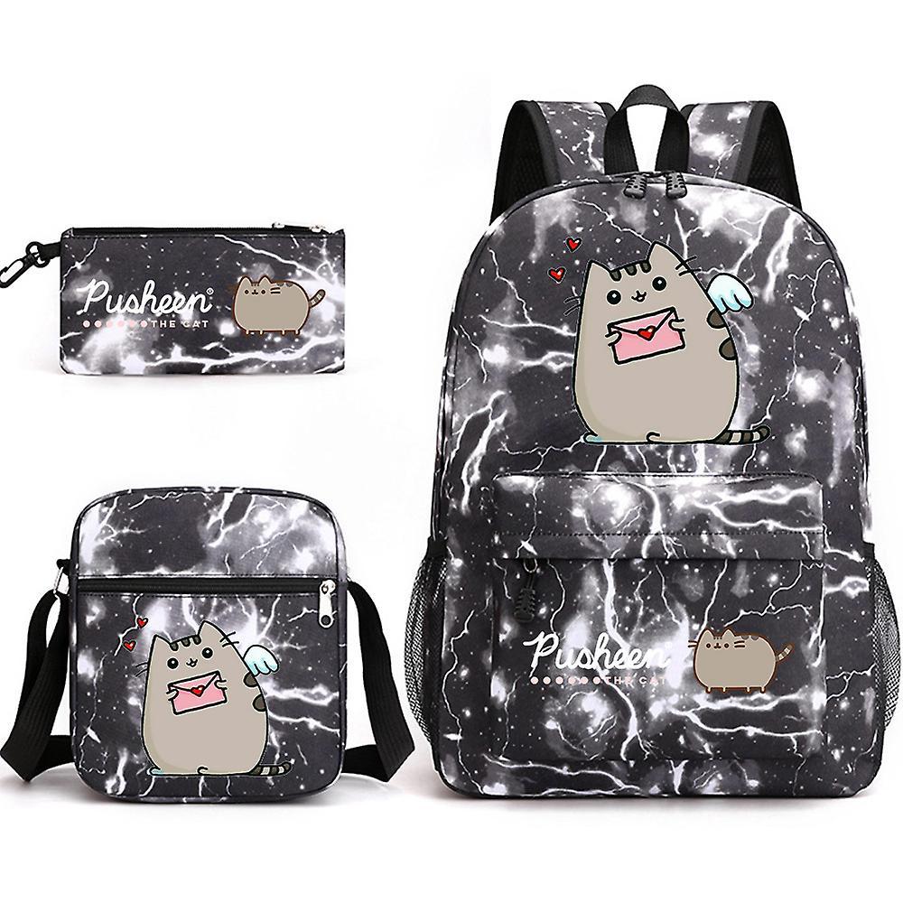 Pusheen School Bag Zaino Astuccio Borsa A Tracolla Set Di Tre Pezzi _06