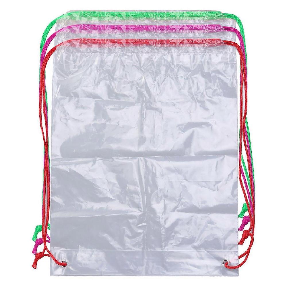 Qualified Storage Bag Transparent Drawstring Backpack Clear String Bag (Rope Color Random)