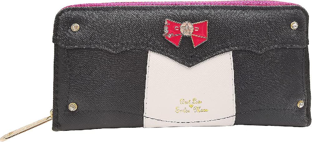 Ragazza Carino Portafoglio con cerniera Lungo Slot multi-card Di grande capacità Portacarte Squisito Fiocco Kawaii Portamonete (nero e bianco) Nero E Bianco