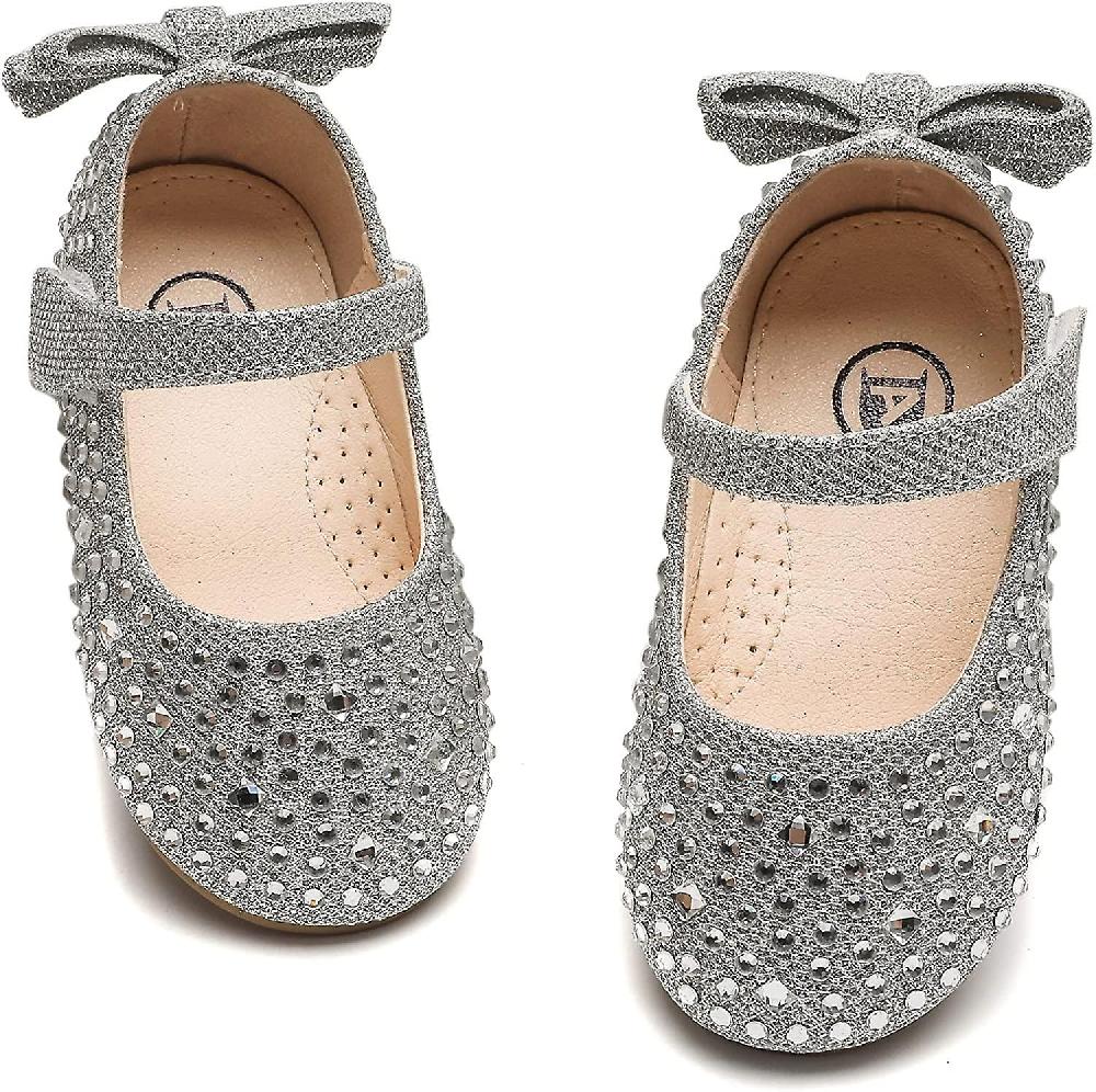 Ragazze Dress Shoes Princess Glitter Rhinestone Mary Jane Ballerina Flats Party School Shoes Wedding Flower Girl (bambino / bambina / grande bambino)