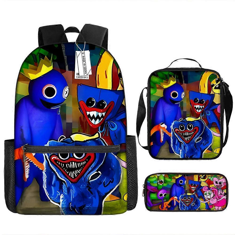 Rainbow Friends Zaino Stampato Per Bambini Studenti Delle Scuole Primarie E Secondarie Borsa Per Il Tempo Libero Di Grande Capacità Set Di Tre Pezzi 31 -HGDMV