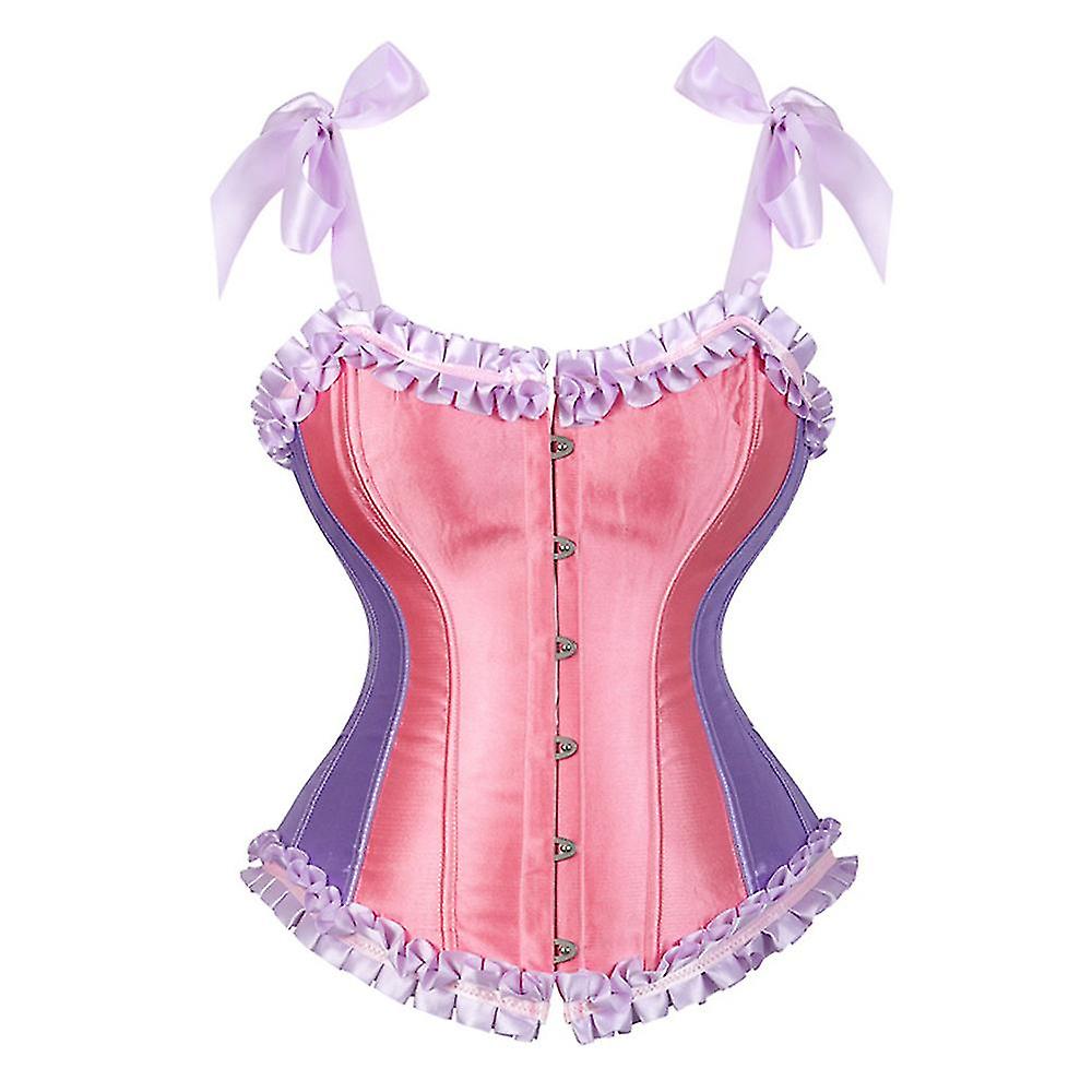 Raso Gotico Cinturino Overbust Corsetto Gilet Sexy Donna Lingerie Pizzo Su Bustie Plus Size Corselet Top Body Shaper Dimagrante Rosa E Viola