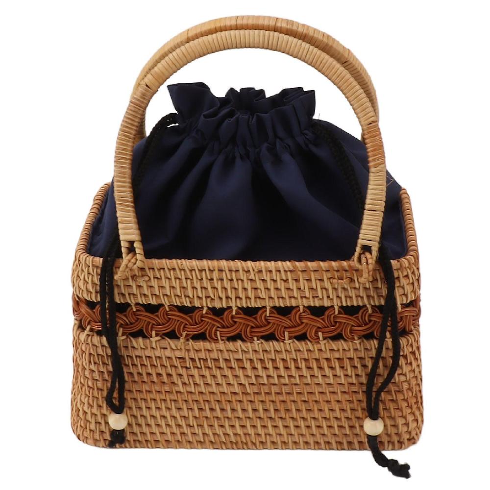 Rattan Tote Bag Vintage Pastoral Grass Woven Storage Bag Rattan Handbag For Women