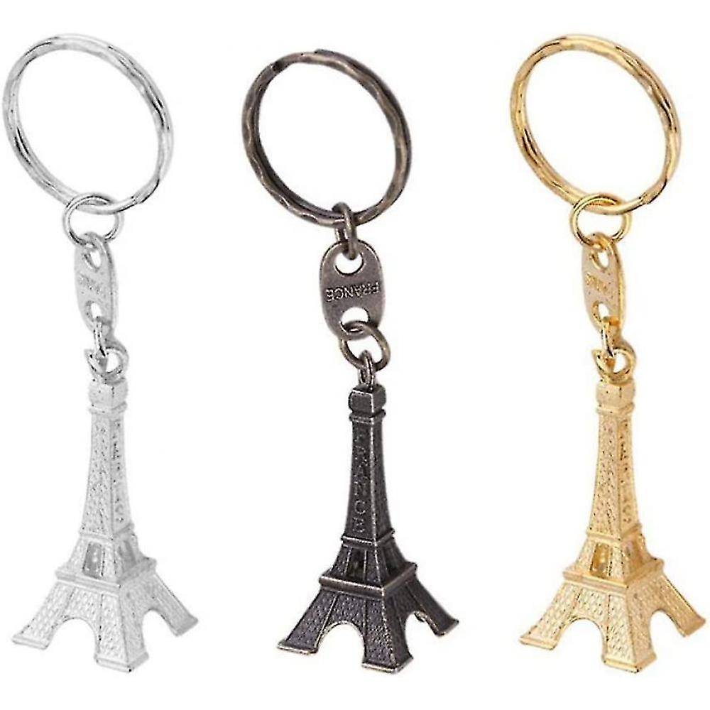 Retro Eiffel Tower Keyring Key Chain Mini Pendant Keychain Decorations 12pcs (gold/silver/bronze) GZV