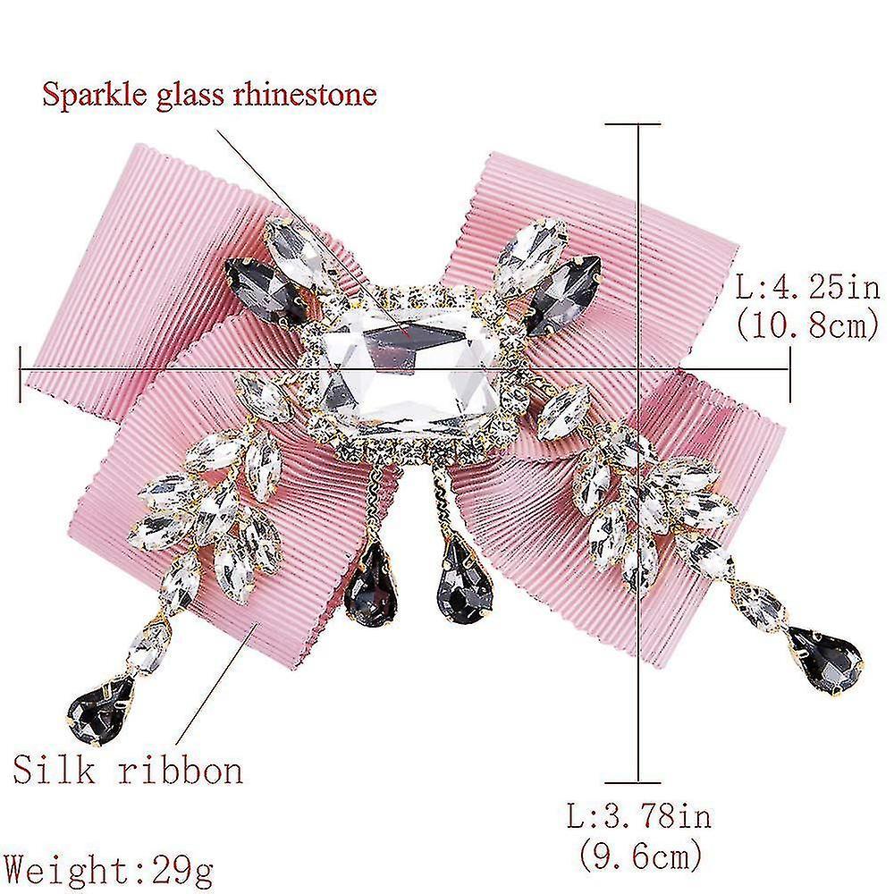 Rhinestone Bow Brooches Pins For Women Men Bow Tie Pretie Brooch Pin Pink