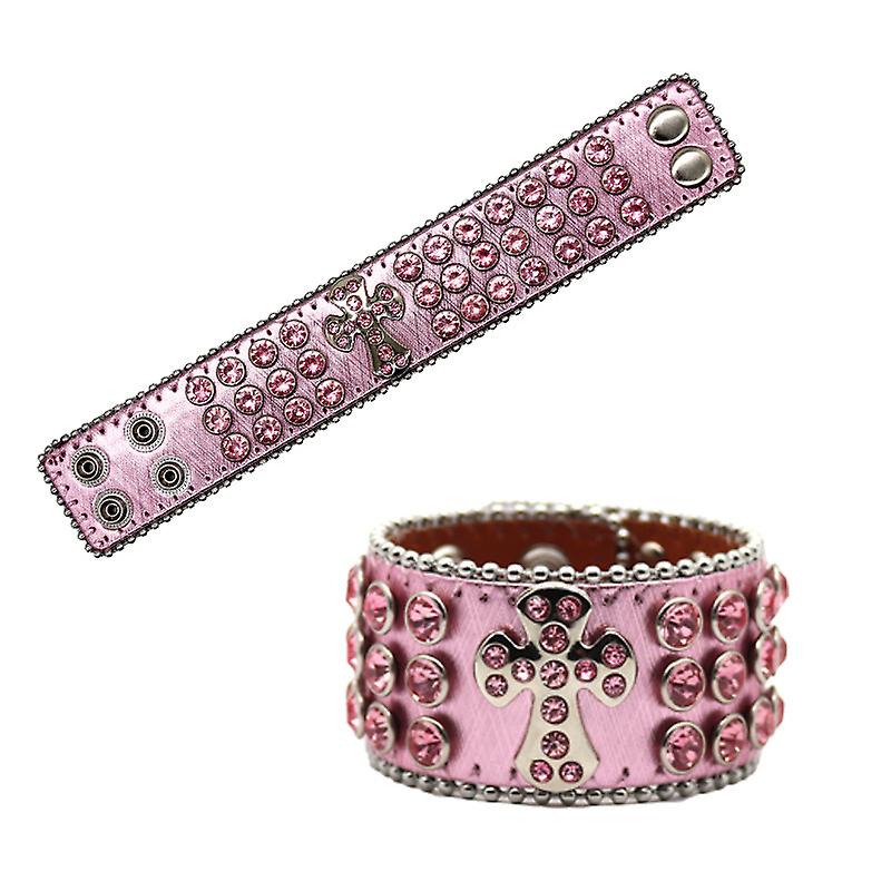 Rhinestone Bracelet Leather Cuff Bracelet Punk Bracelets