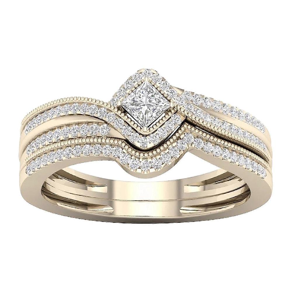 Rhinestone Rings Set For Women 2pcs Stackable Ring Bands Engagement Wedding