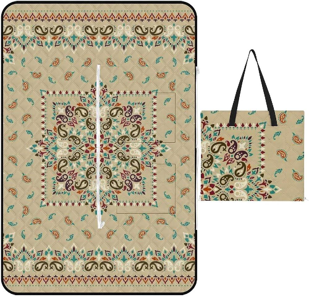 RLGDOFDF07 Waterproof Sandproof Picnic Mat Outdoor Foldable Portable Tote Bag With Zipper Camping Picnic Beach Blanket Compatible With Traditional