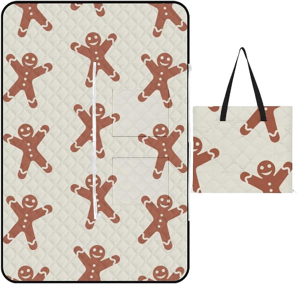 RLGDOFDF30 Outdoor Foldable Portable Tote Bag Picnic Mat Picnic Beach Blanket with Zipper Compatible with Red Paisley-Color803