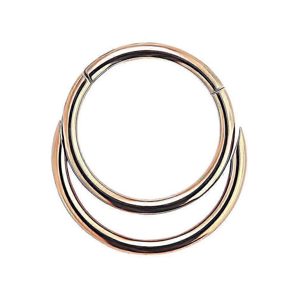 Rose Gold Anodized 16 Gauge ( 1.2mm ) - 9mm Diameter 316l Surgical Steel Twin Circle Hinged Segment Nose Ring Septum Piercing Jewellery