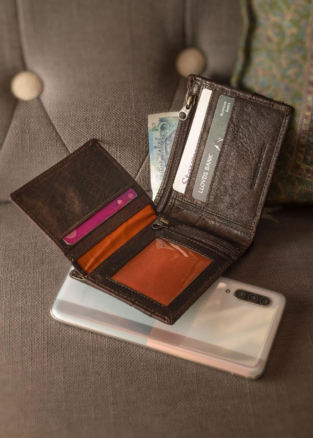 Rustic Buffalo Leather Flip-out Wallet