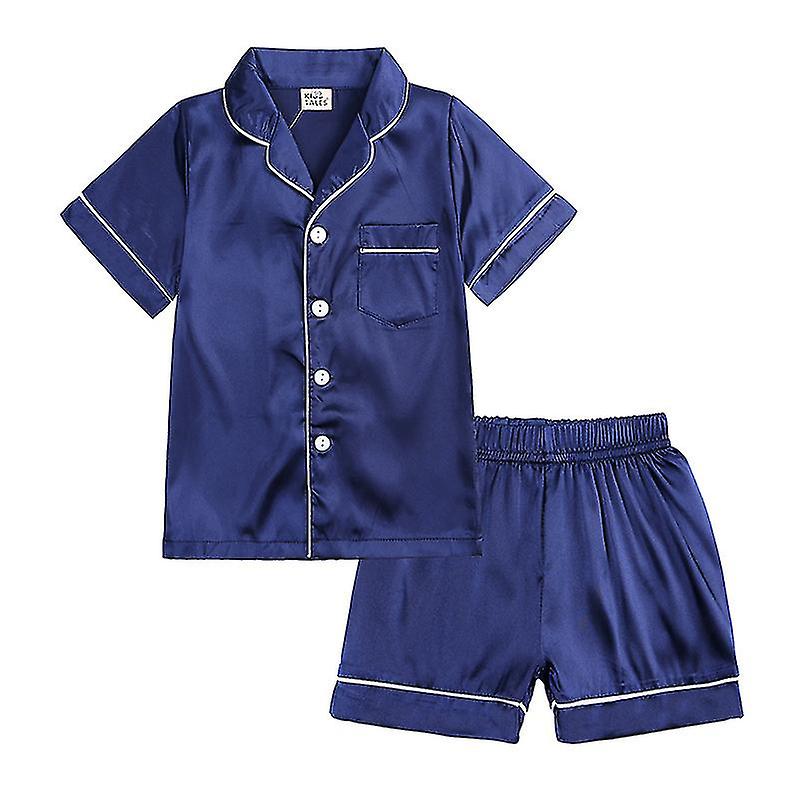 's Imitat Silk Home Clothes Boys And Girls Big 's Silk Ice Silk Pajamas Set