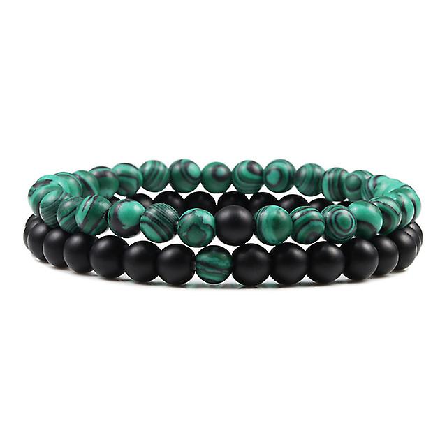 Set Bracciale Coppie Distanza Nero Bianco Naturale Pietra Lavica Tigre Occhio Perline Braccialetti Yoga Per UOMINI Donne Gioielli Corda Elastica