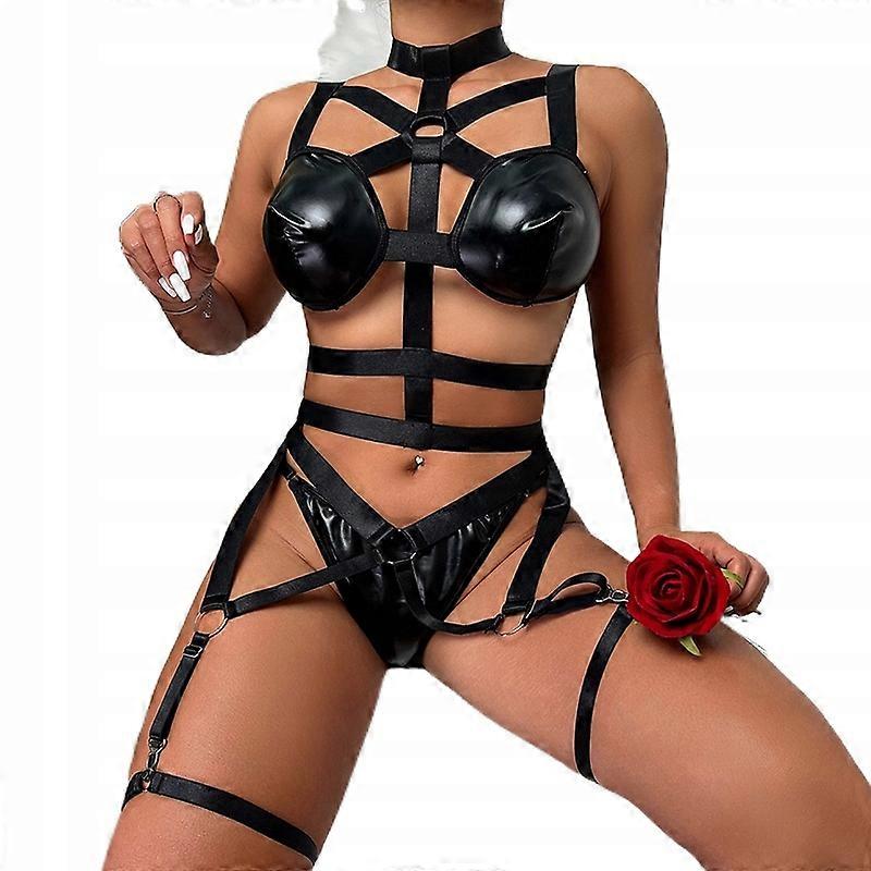 Sexy Lingerie Leather Bra Splicing