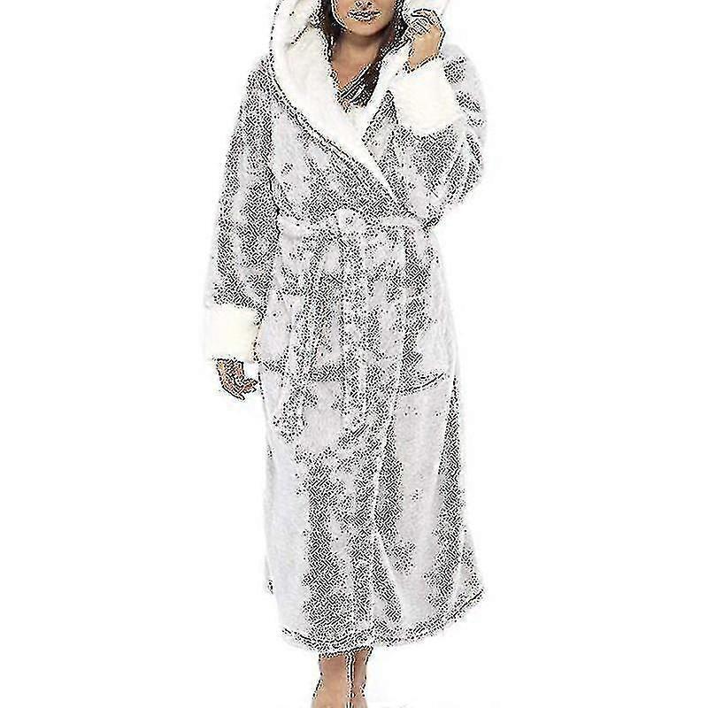Sherpa Fleece Accappatoio Donna Morbido Vestaglia Con Cappuccio Fluffy Towling Bagno Robe_y