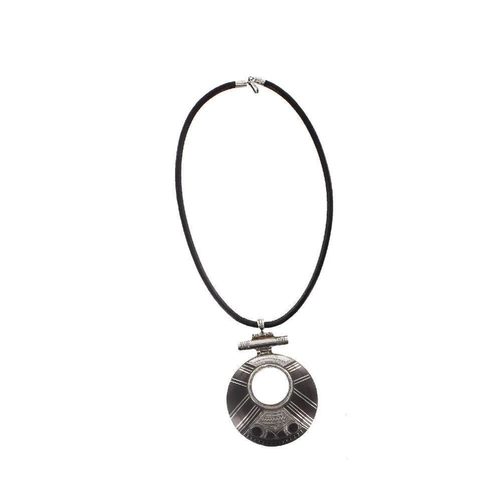 Silver And Ebony Tuareg Pendant Style Necklace