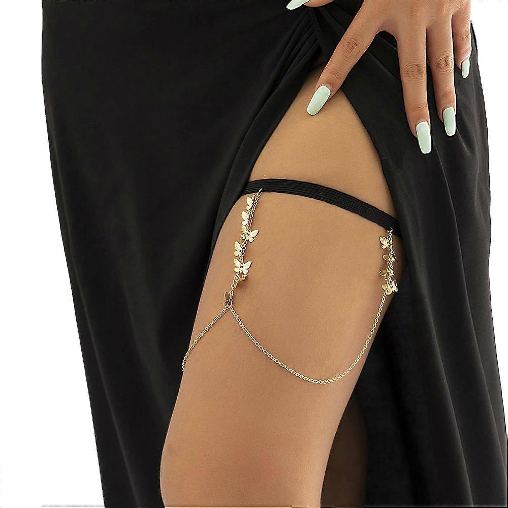 Simple Boho Butterfly Thigh Chain Jewelry Elastic Butterfly Leg Chain Metal
