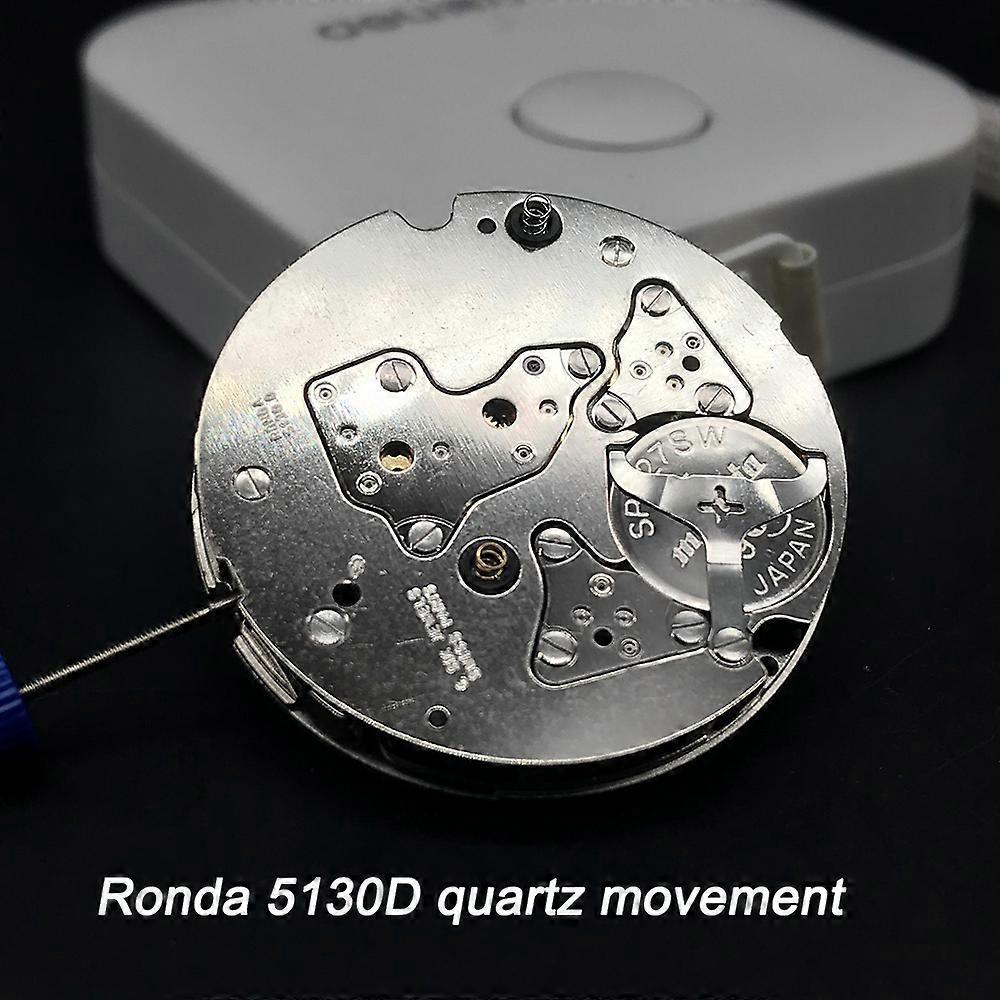 Six Jewels Ronda 5130D Quartz Movement SW Mechanism Stainless Steel Replacement Parts White Date