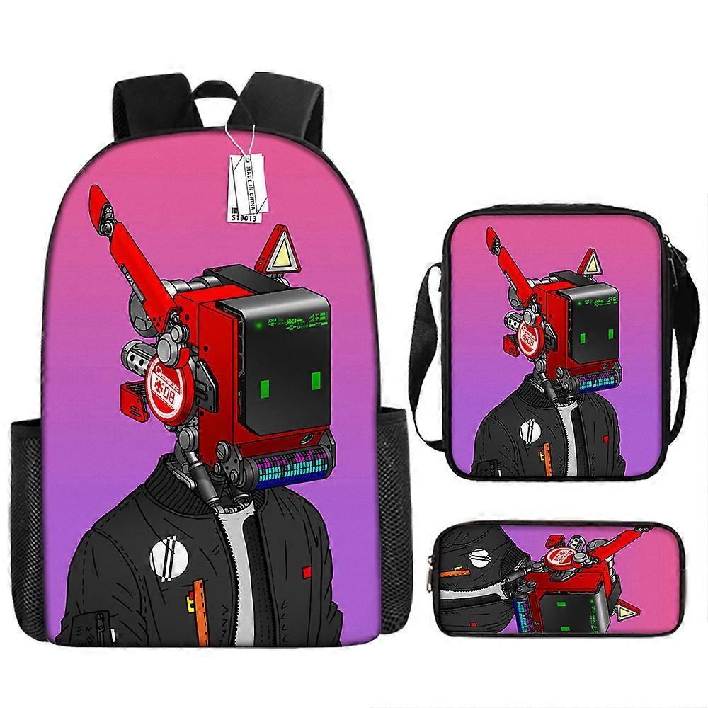 Skibidi Toilette Toilette Uomo Divertente Zaino Per Bambini Studente Scuola Elementare Borsa A Tracolla Borsa A Tracolla Set di Tre Pezzi 14 -HGDMV