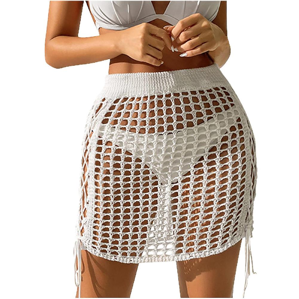 Skirts For Women Plus Size Sexy Perspective Hollow Out Cross Bandage Hip Wrap Skirt Holiday Beach Skirt