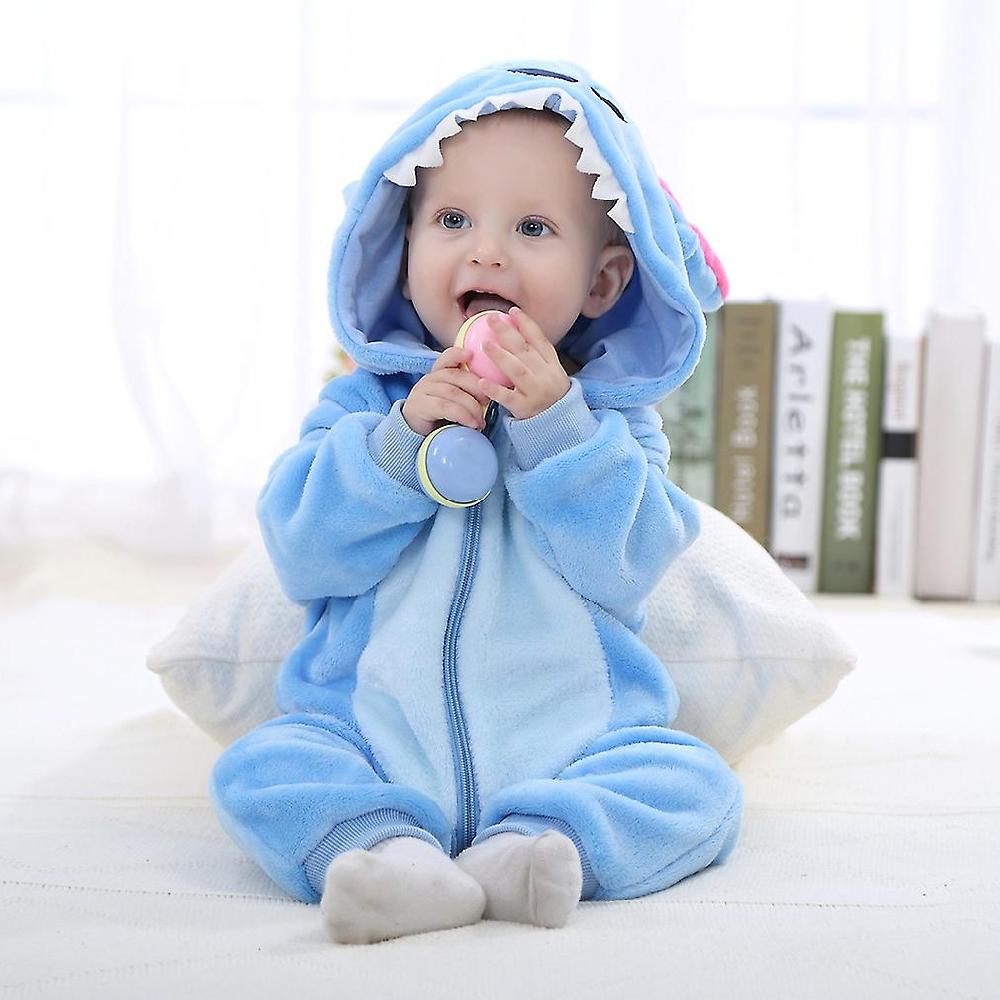 SL Flannel kid's jumpsuit baby clothes long sleeve baby cartoon jumpsuit(Romper suit blue star90 (recommended height 70-80cm))