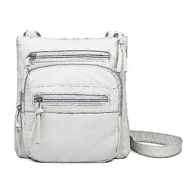 Small Soft Bag Lady Bag Purse Washed White Leather Shoulder Bag Pocket Bag Lady Messeng