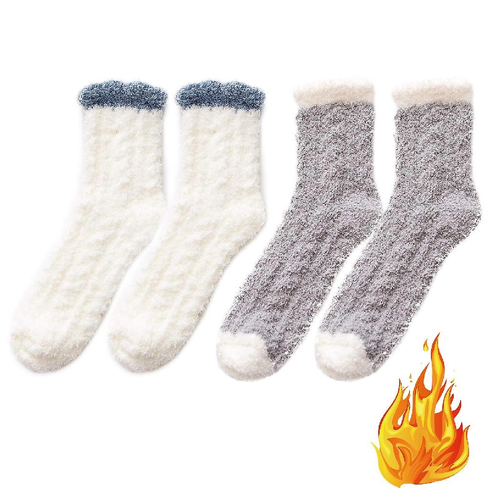 Soft Fluffy Socks Cuddly Socks For Women Fluffy Socks 2 Pairs Of Women's Cuddly Socks Warm Bed Socks House Socks Colorful For Women Fuzzy Fluffy