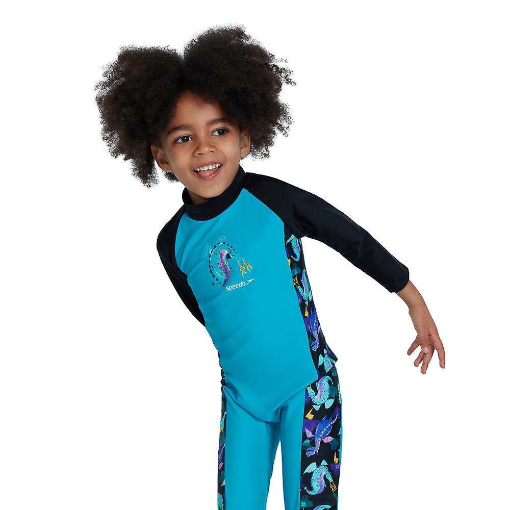 Speedo Boys Printed Panel Long Sleeve AllInOne Sun Suit