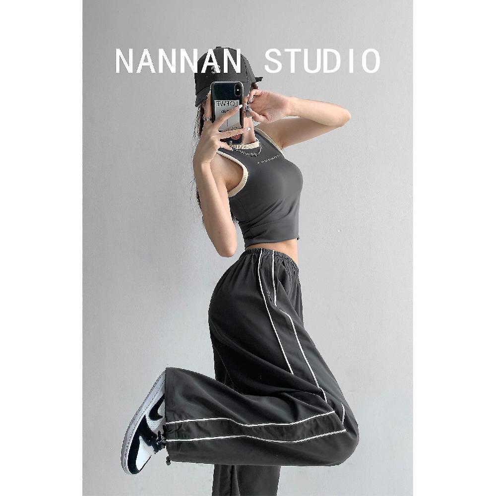 Spring And Autumn Side Stripe Loose Air Sense Quick-drying Sports Pants Women's Slimming Thin High Waist Casual Foot-tugging Pants